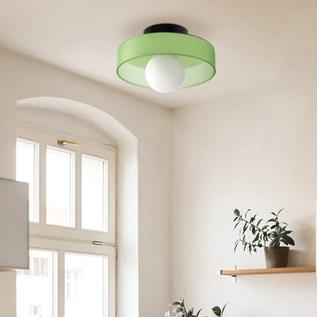Ronde metalen glazen lamp