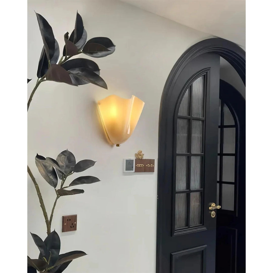 Vintage Bladvormige Glazen Wandlamp