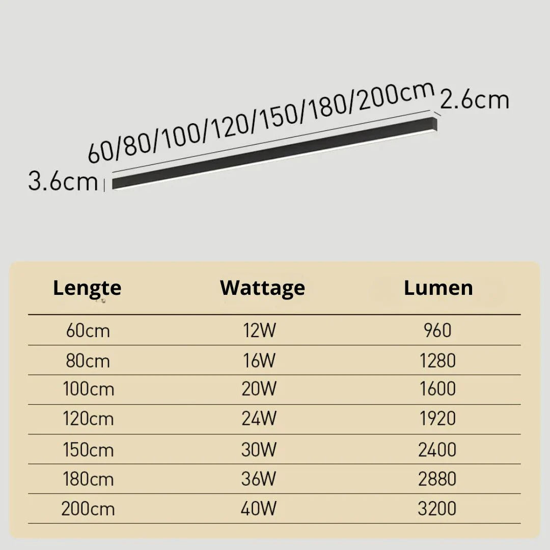 Minimalistische Lineaire Metalen Plafondlamp