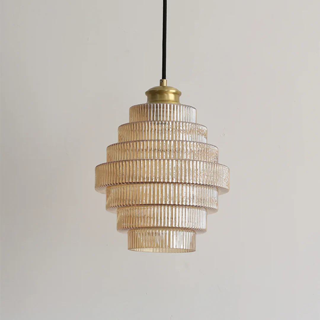 Art Deco Geribbelde Glazen Hanglamp