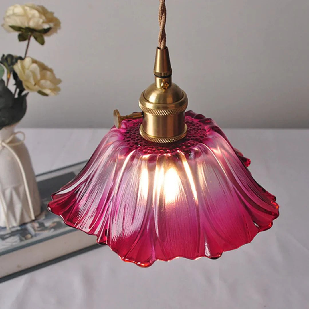 Glazen bloemen hanglamp