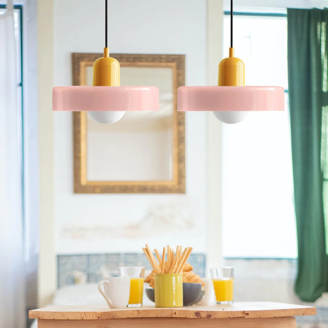 Retro metalen glazen hanglamp