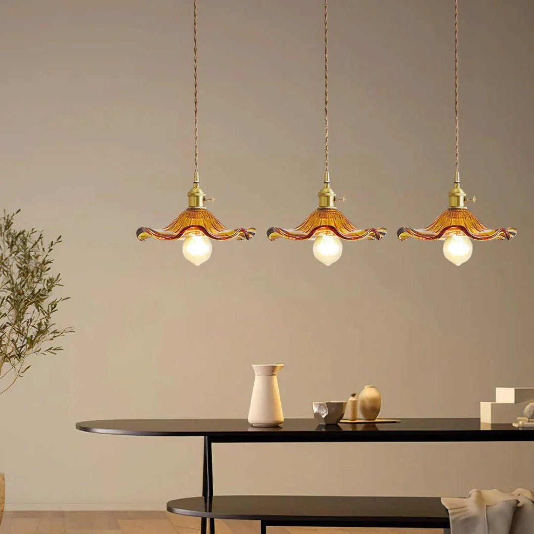 Vintage Bloemvormige Glazen Hanglamp