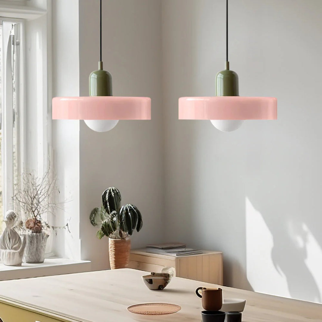 Retro metalen glazen hanglamp