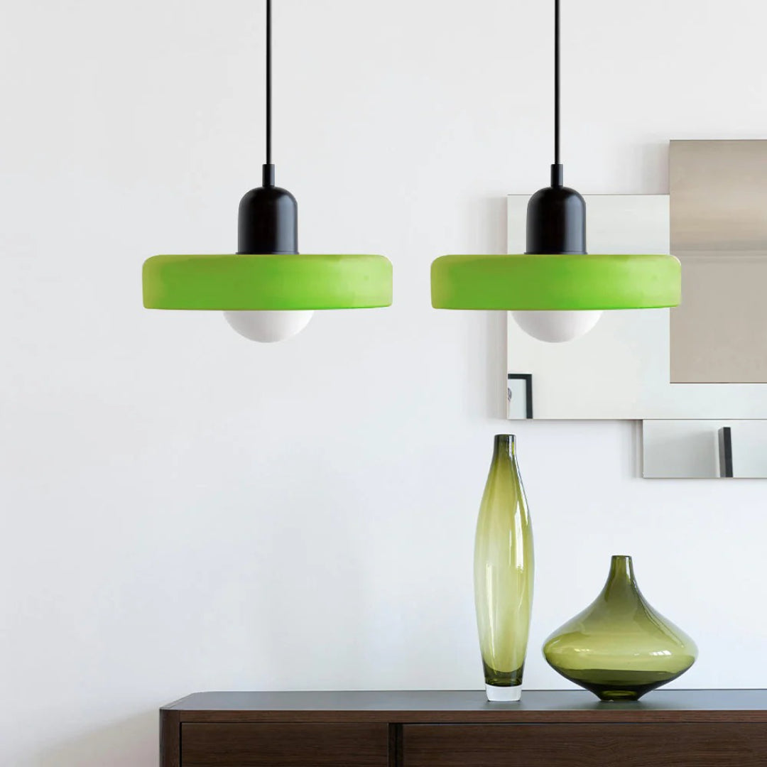 Retro metalen glazen hanglamp