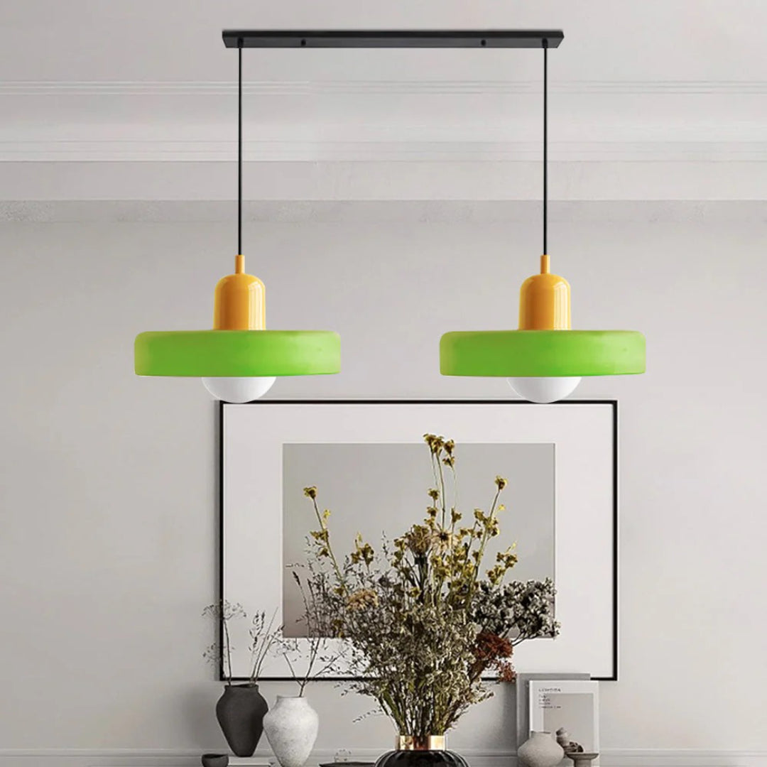 Retro metalen glazen hanglamp