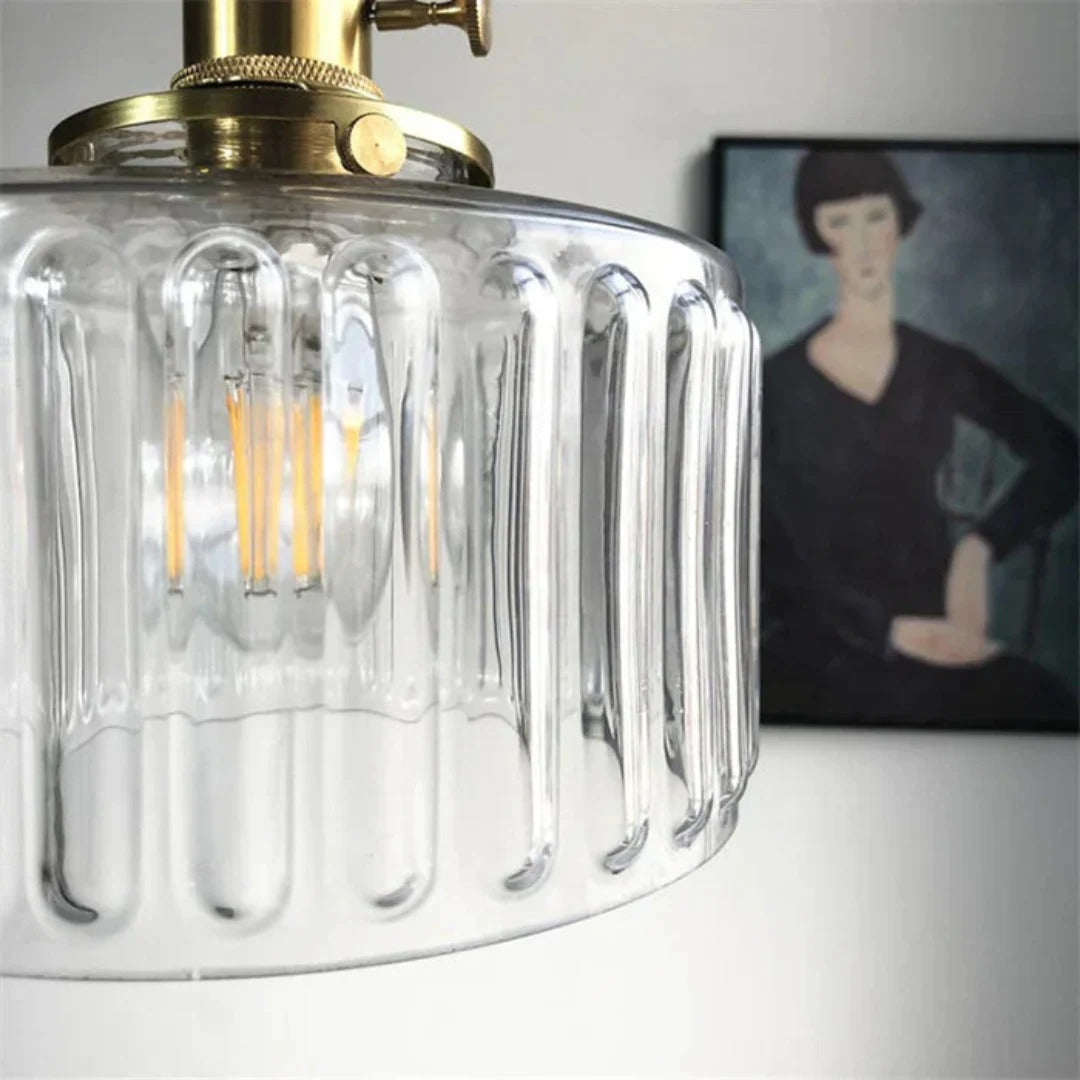 Geribbelde glazen hanglamp