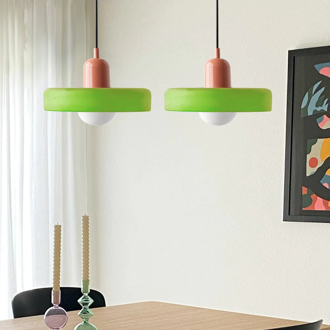 Retro metalen glazen hanglamp