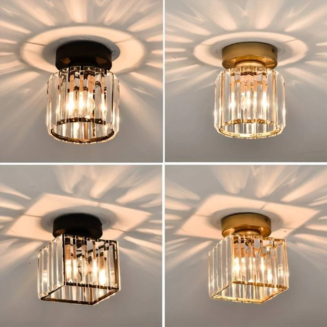 Kristallen metalen kubus plafondlamp