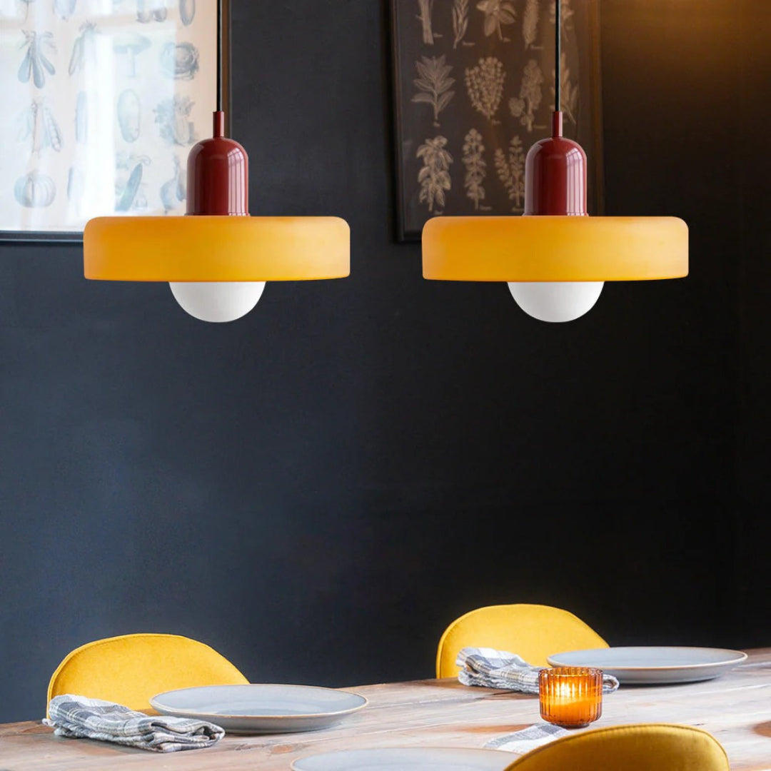 Retro metalen glazen hanglamp