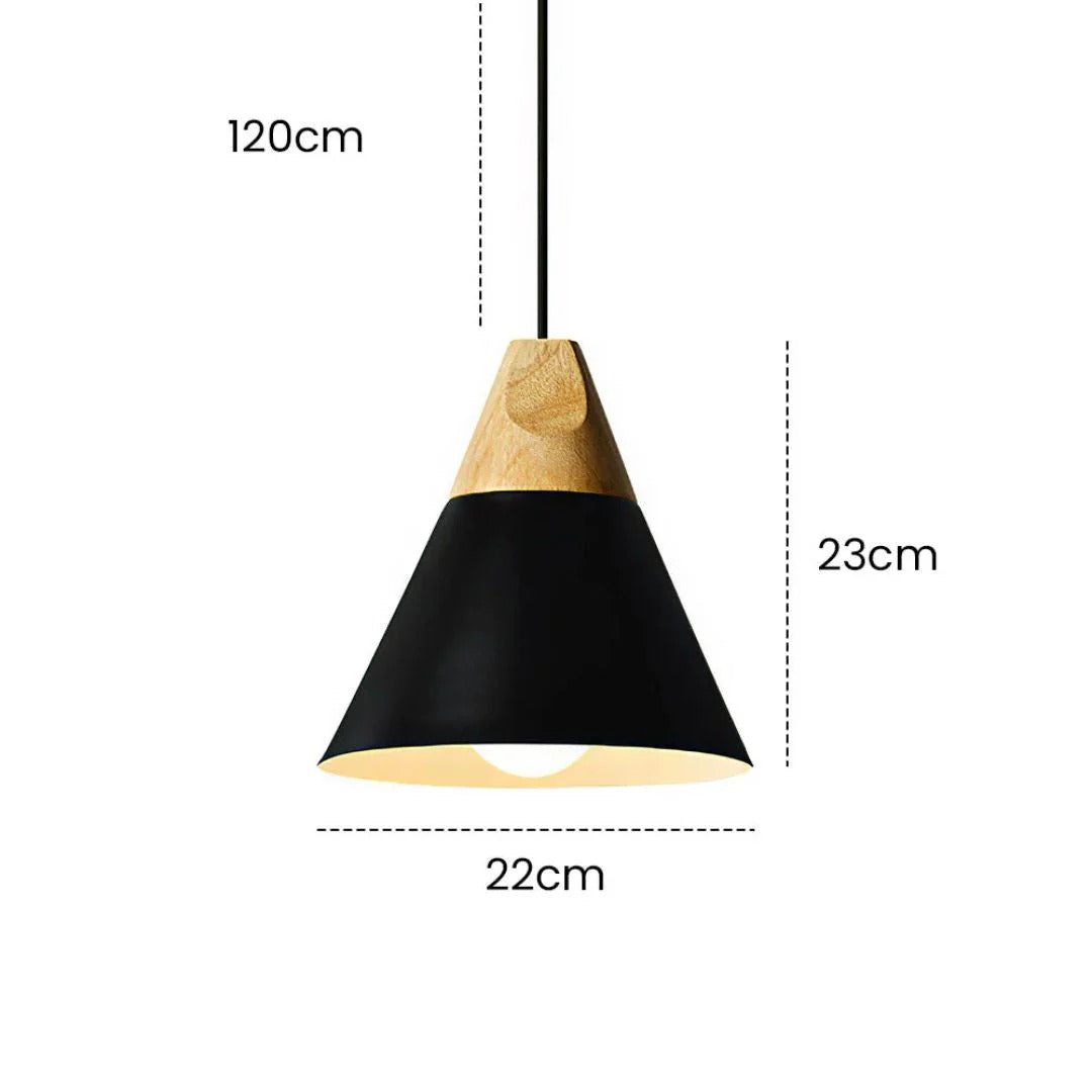 Scandinavische Houten Metalen Hanglamp