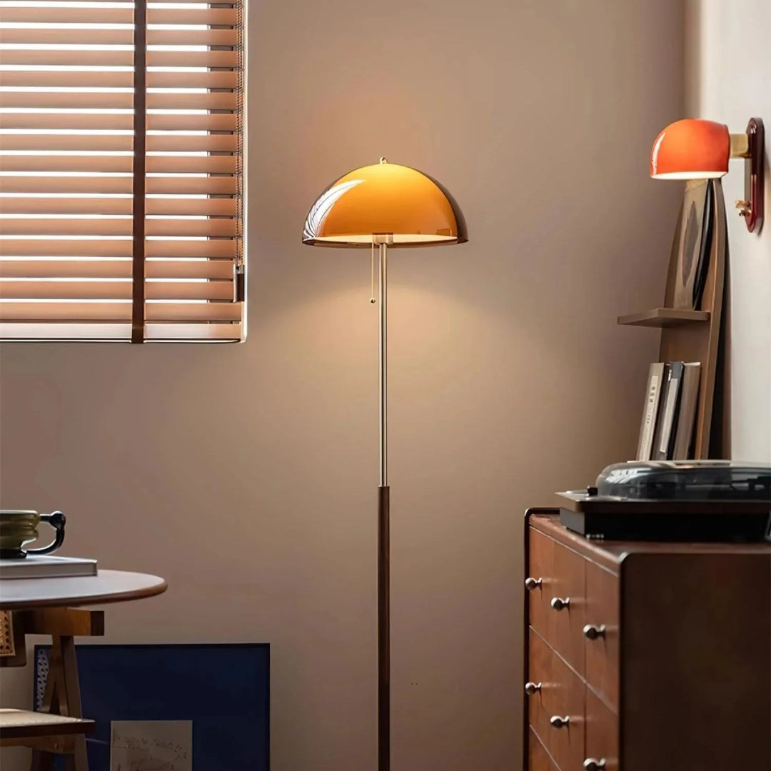 Retro metalen koepel vloerlamp