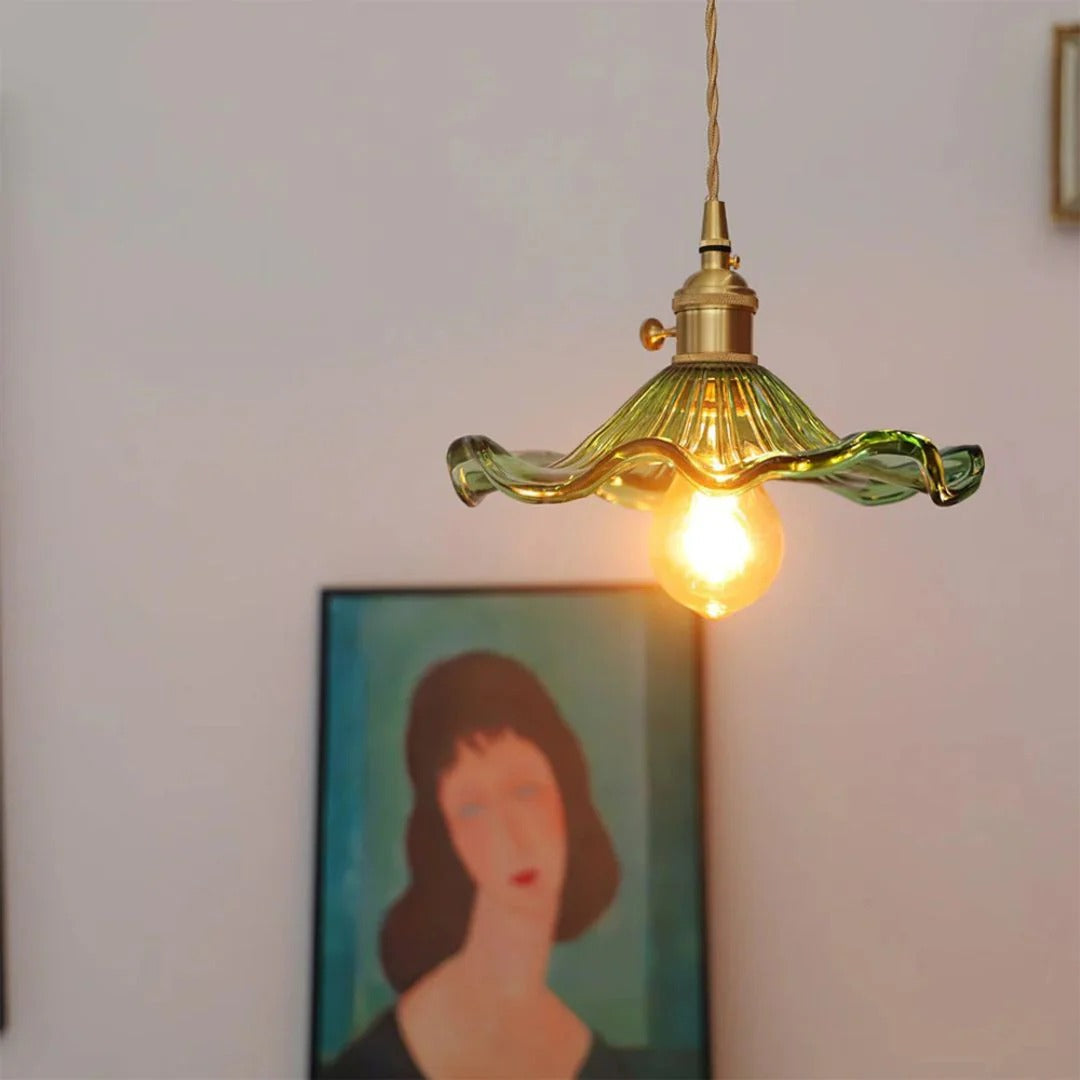 Vintage Bloemvormige Glazen Hanglamp