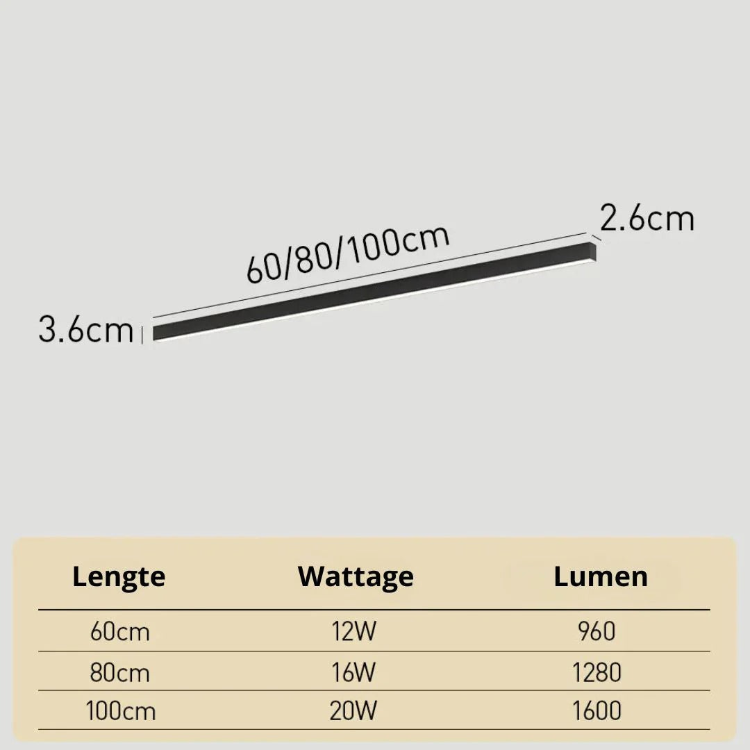 Minimalistische Lineaire Metalen Plafondlamp