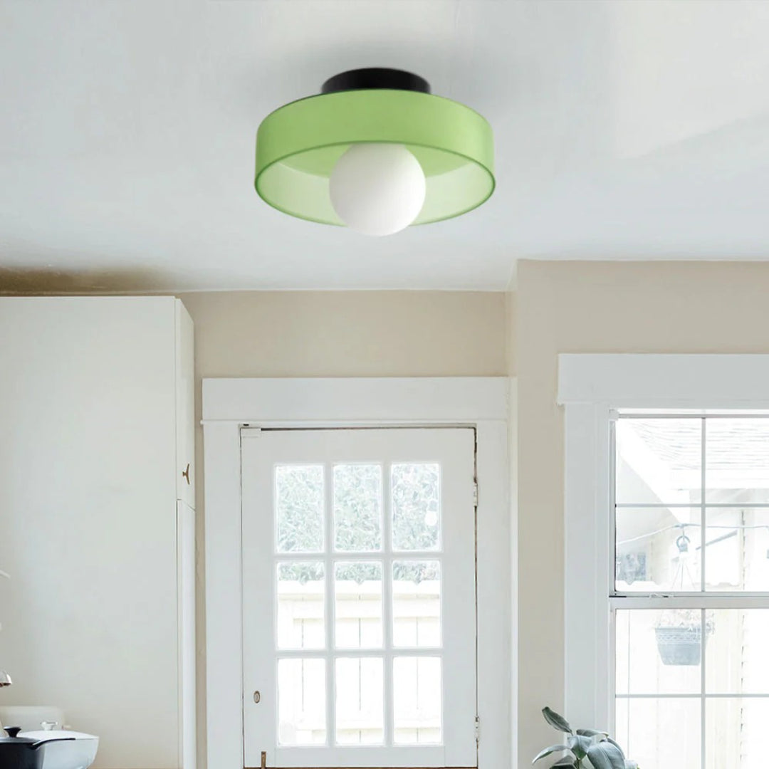 Ronde metalen glazen lamp
