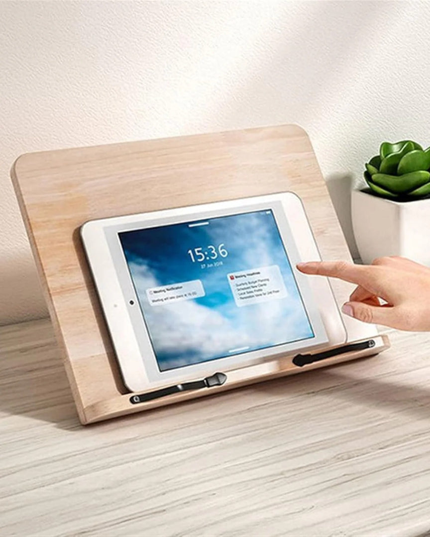 Verstelbare houten tabletstandaard