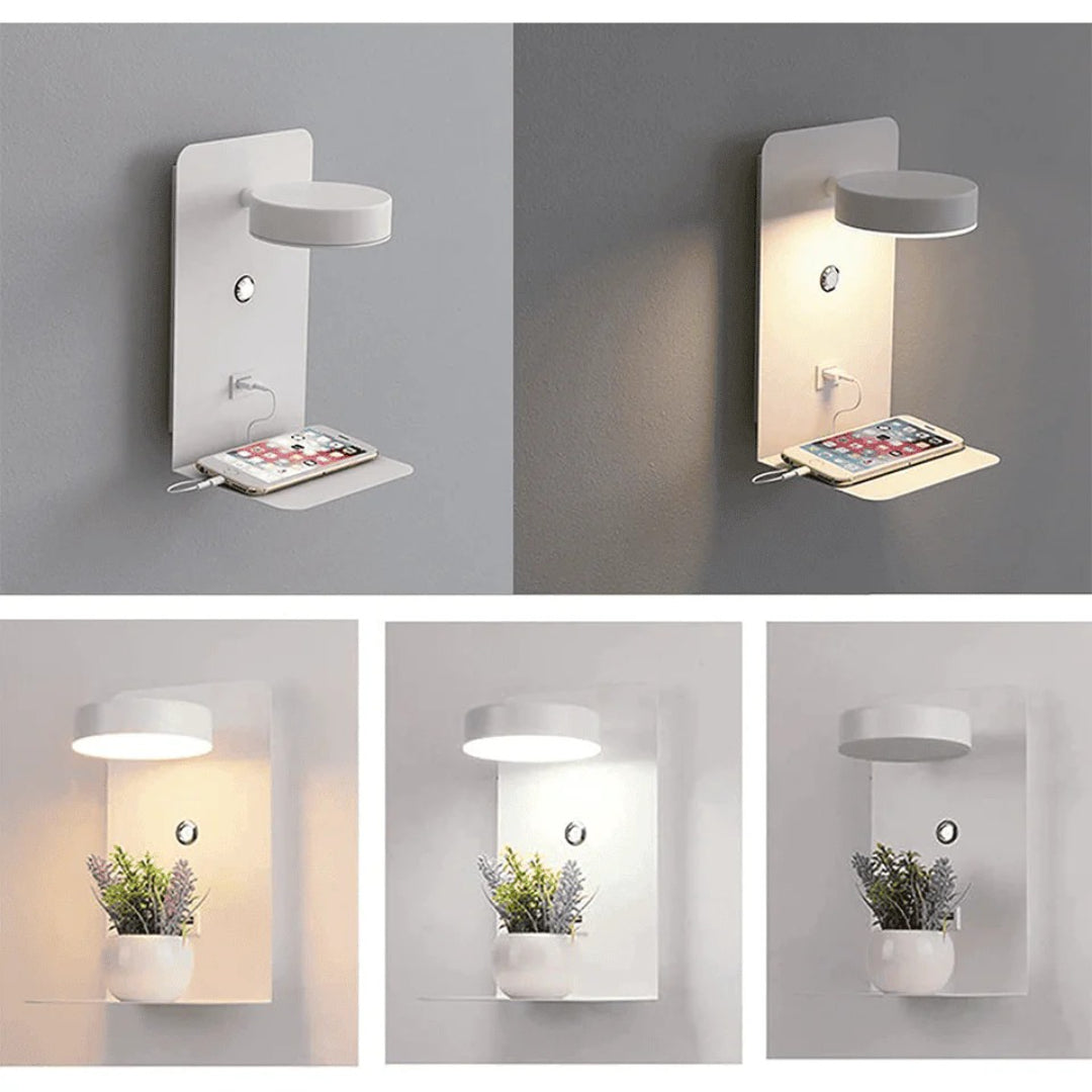 Minimalistische LED wandlamp met oplader