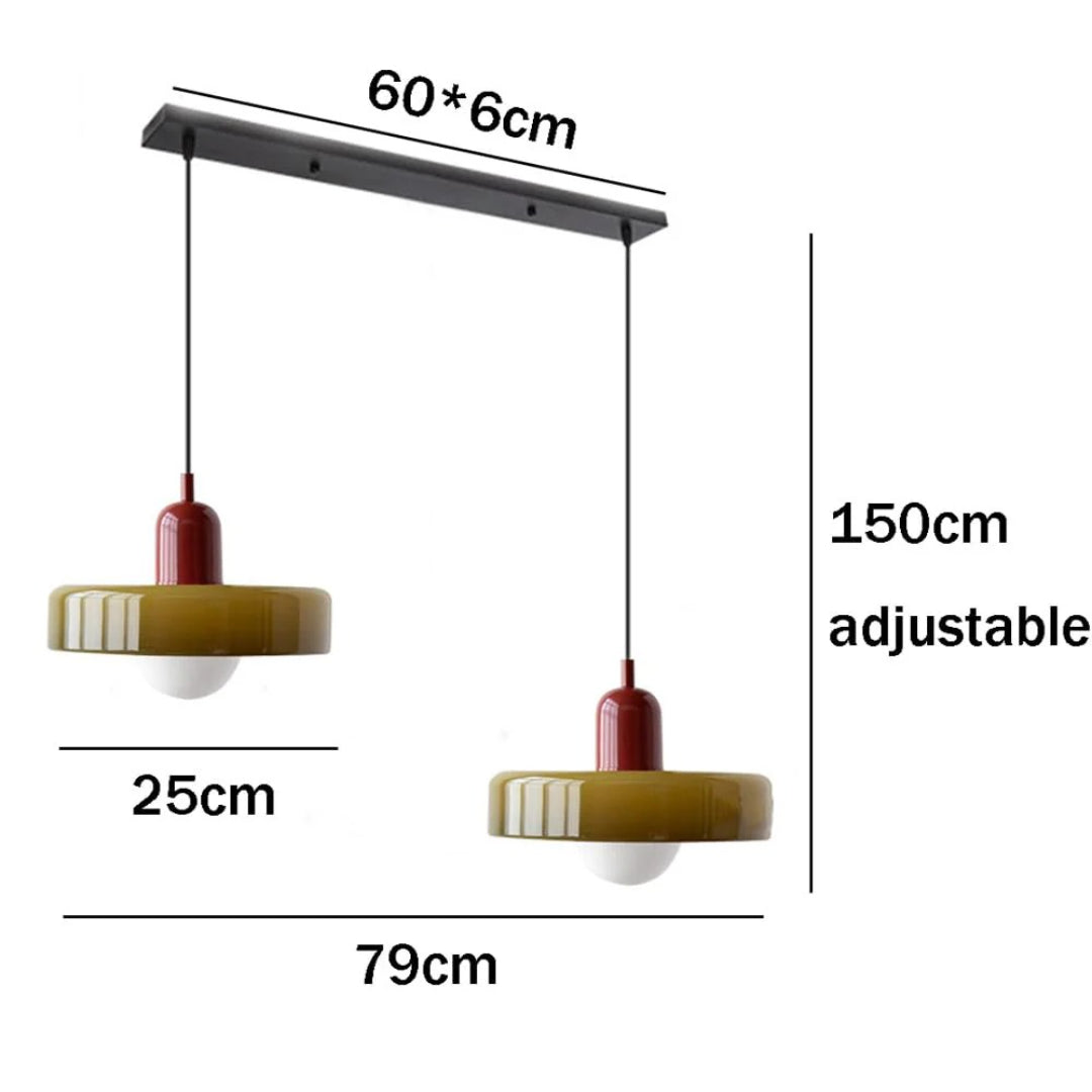 Retro metalen glazen hanglamp