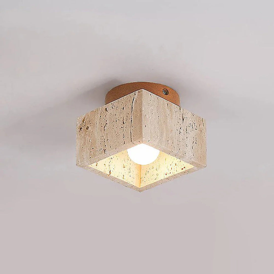 Stenen houten cilinder plafondlamp