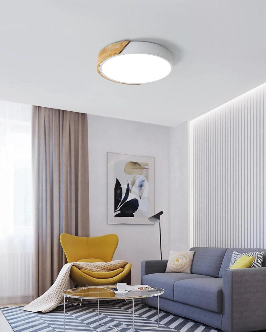 Contemporaine houten LED plafondlamp