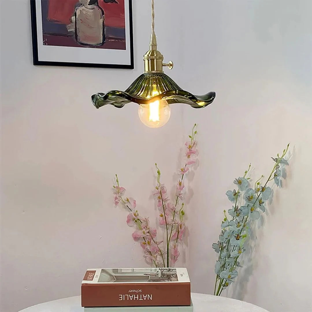 Vintage Bloemvormige Glazen Hanglamp