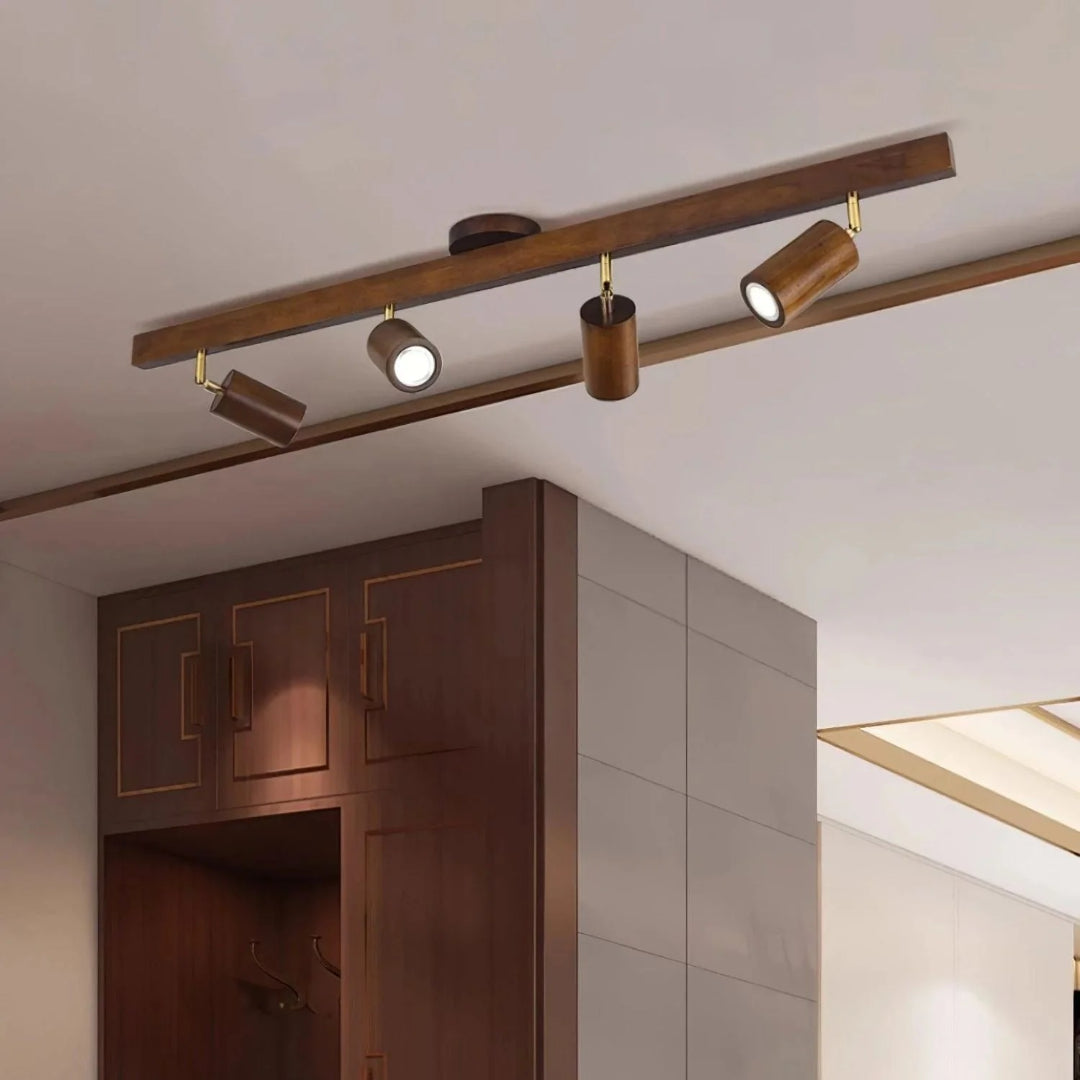 Houten verstelbare rail plafondlamp