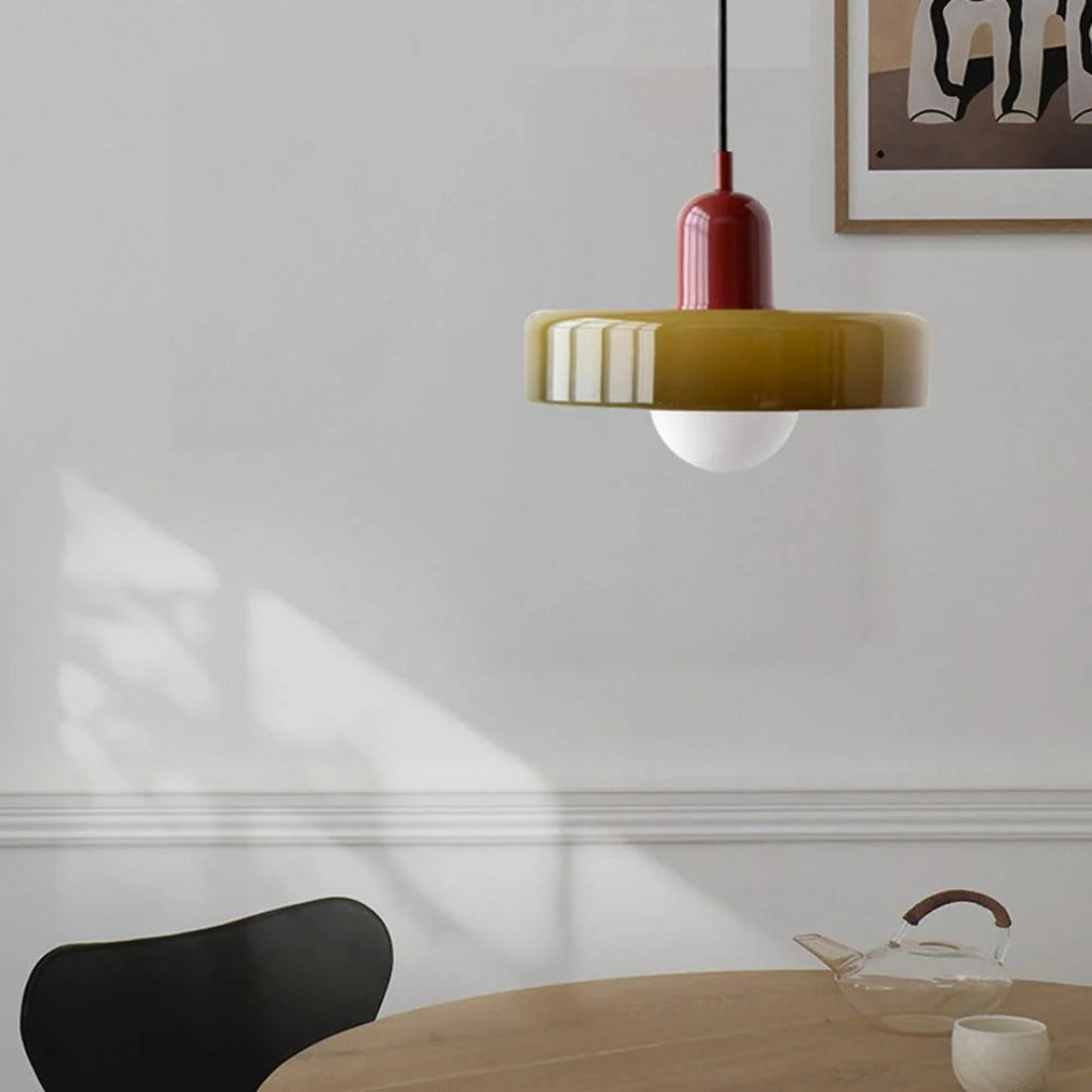 Retro metalen glazen hanglamp