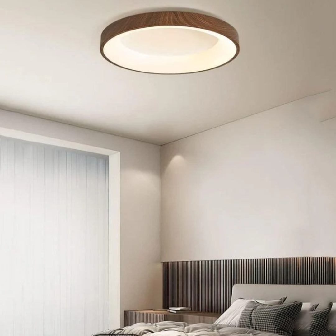 Houten LED ronde plafondlamp