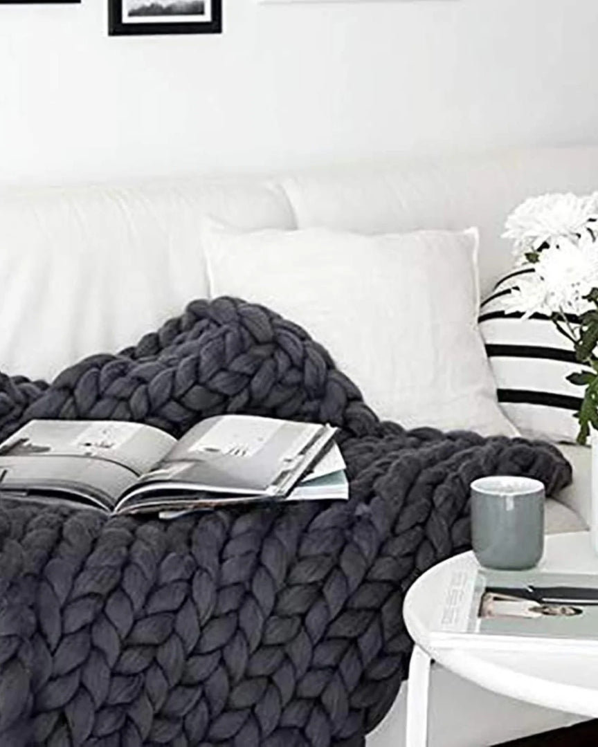 Chunky knit wollen deken