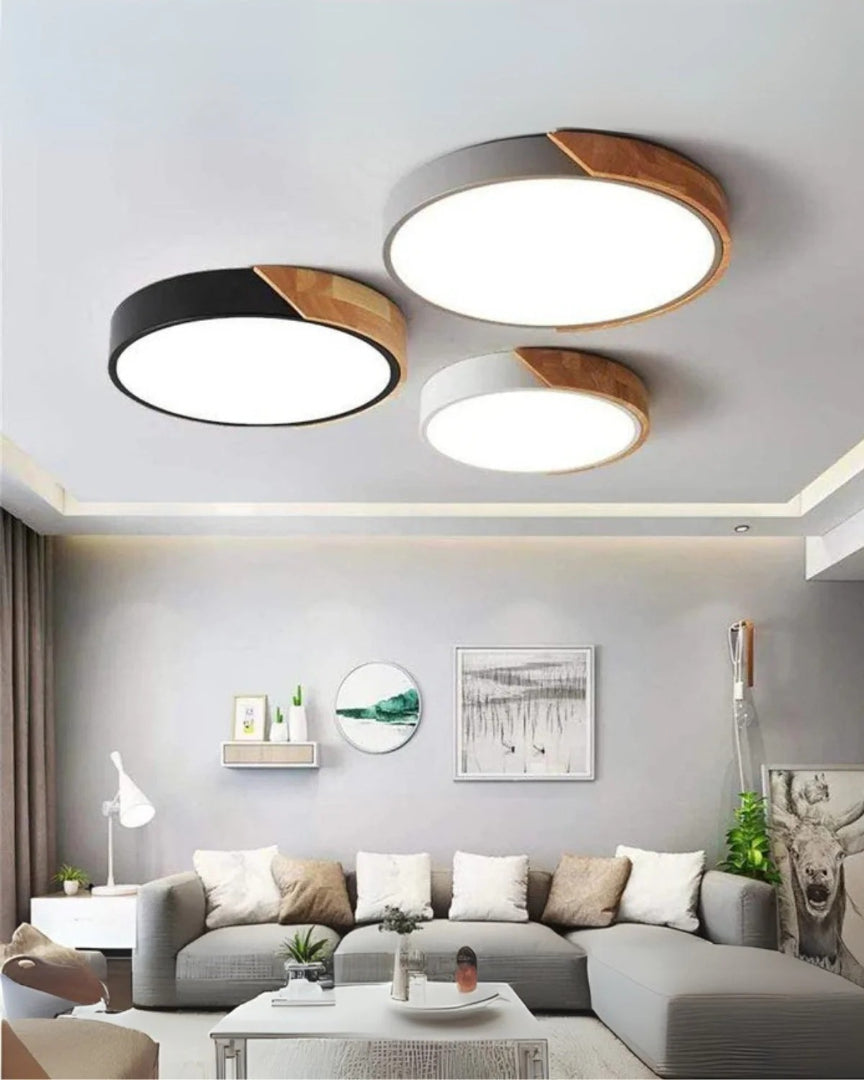Contemporaine houten LED plafondlamp