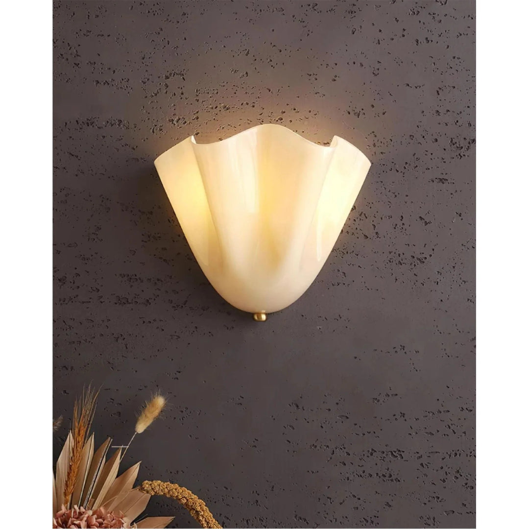 Vintage Bladvormige Glazen Wandlamp