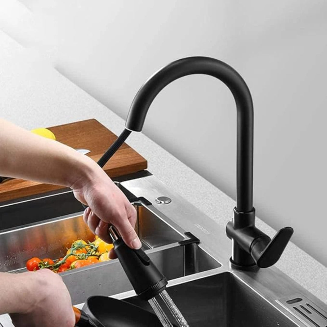 Uittrekbare keukenkraan met flexibel sproei systeem