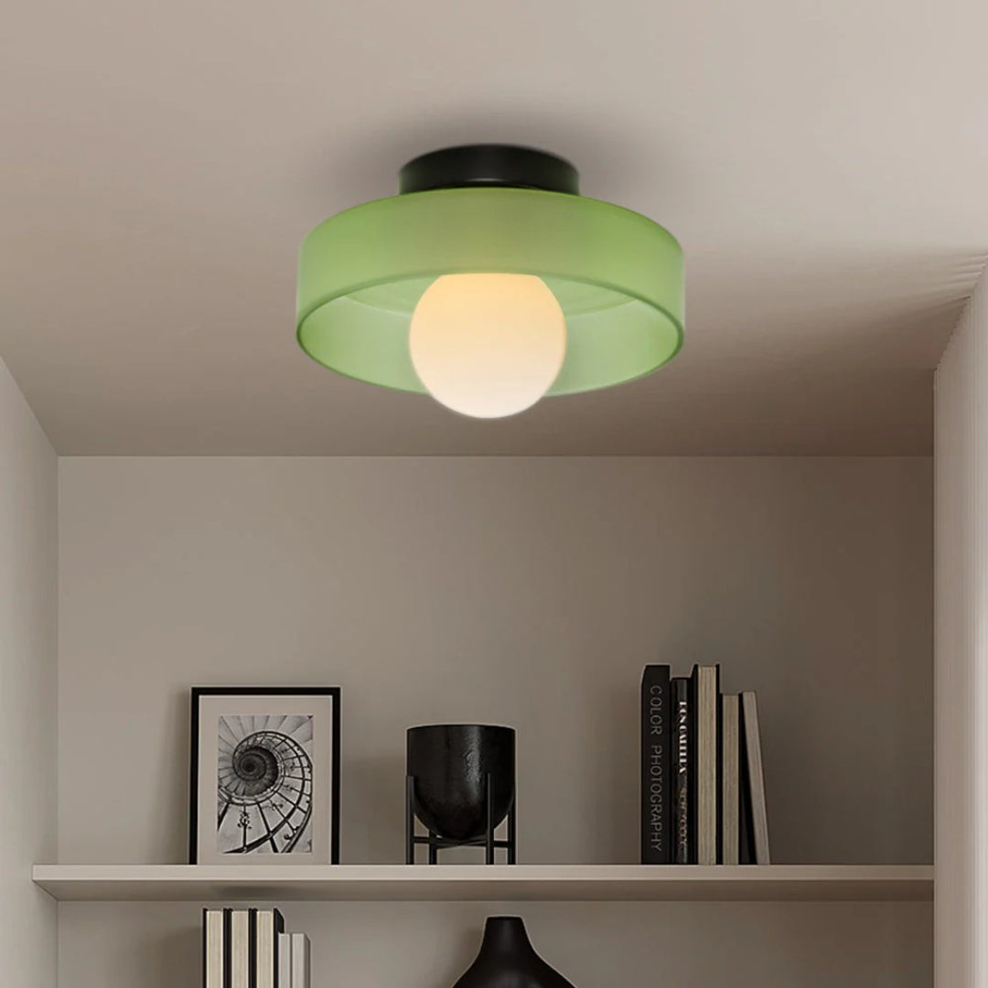 Ronde metalen glazen lamp