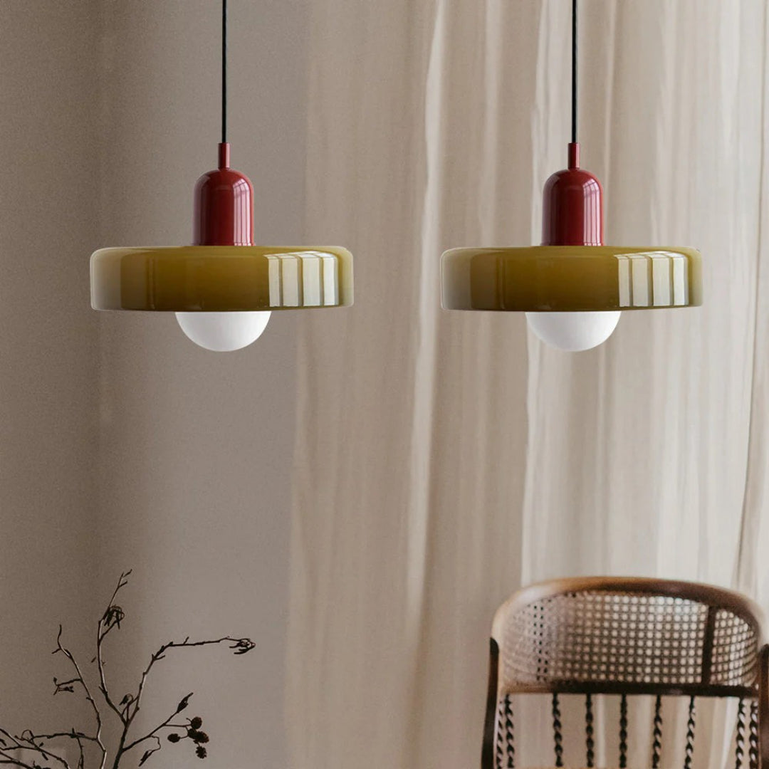 Retro metalen glazen hanglamp