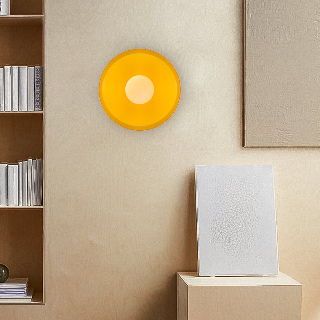 Ronde metalen glazen lamp