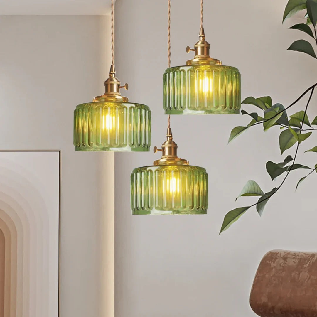 Geribbelde glazen hanglamp