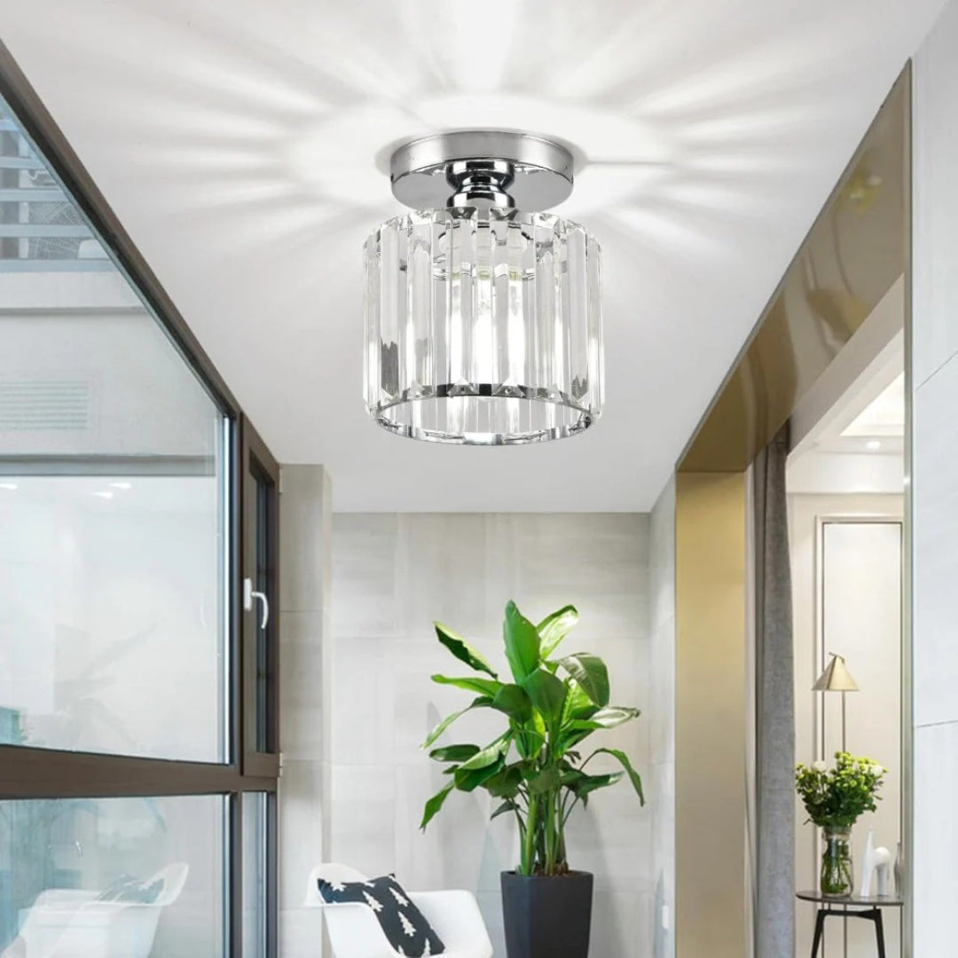 Kristallen metalen kubus plafondlamp