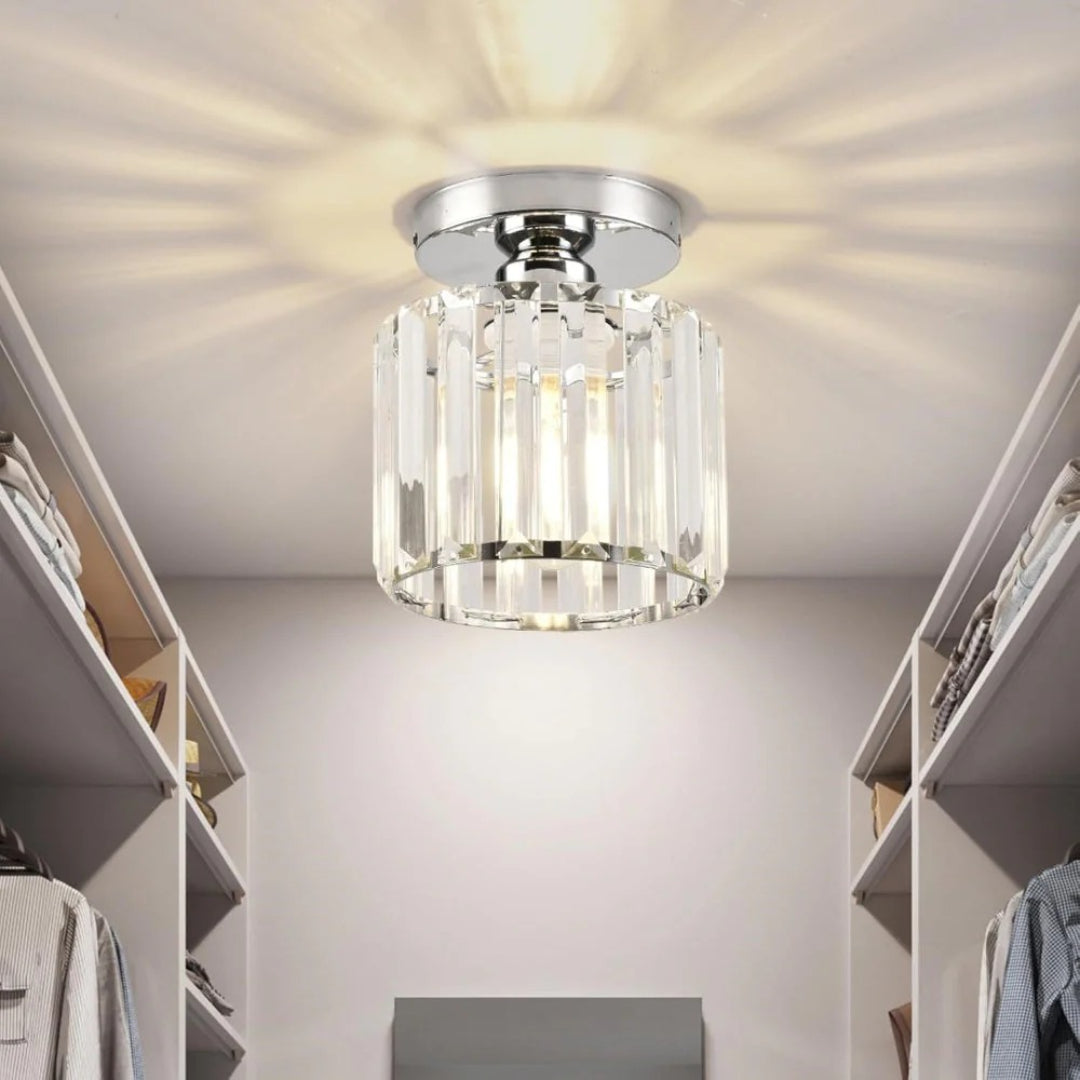 Kristallen metalen kubus plafondlamp
