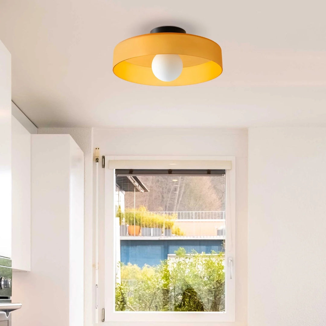 Ronde metalen glazen lamp