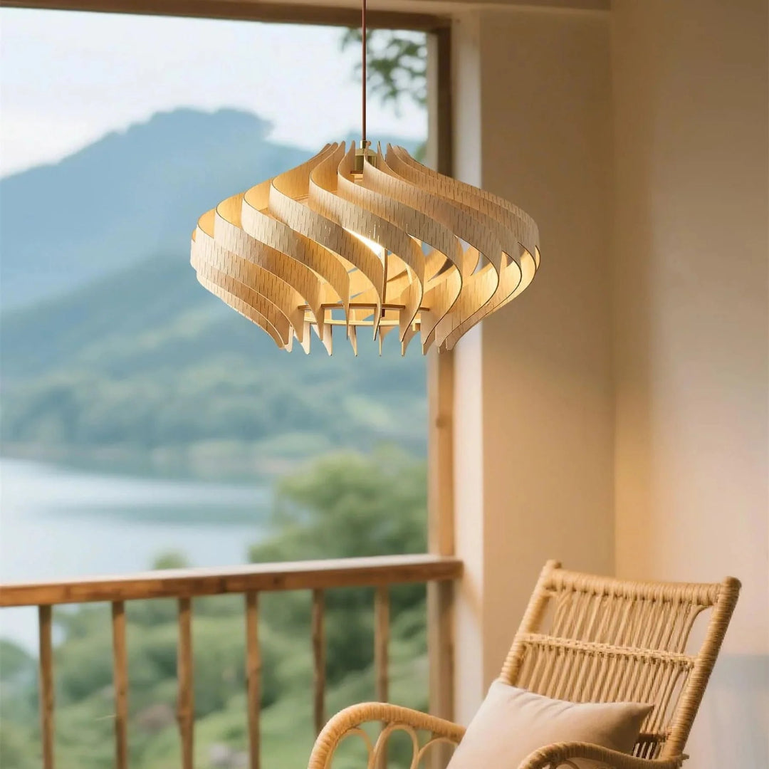 Japandi Houten Hanglamp