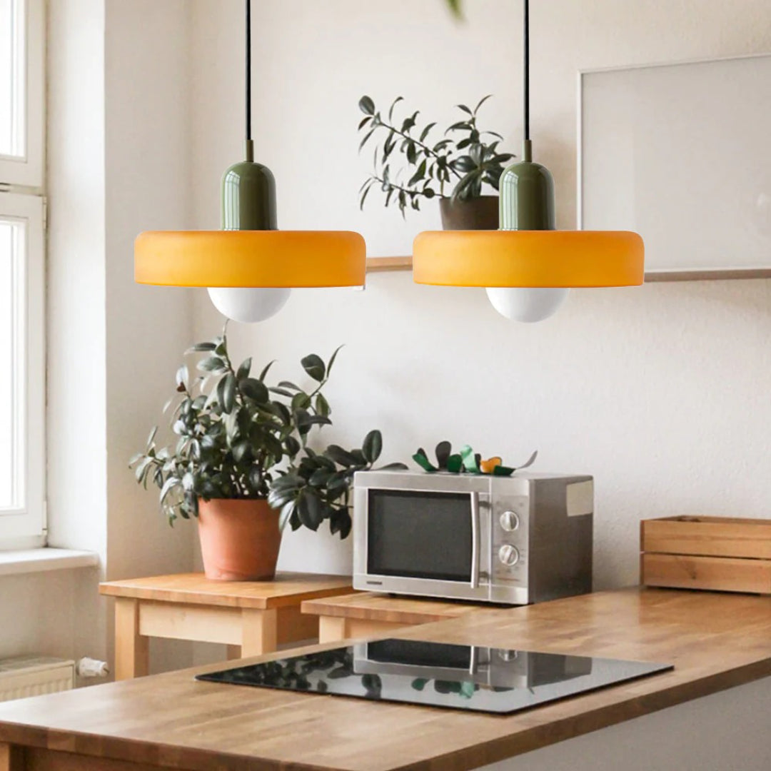 Retro metalen glazen hanglamp