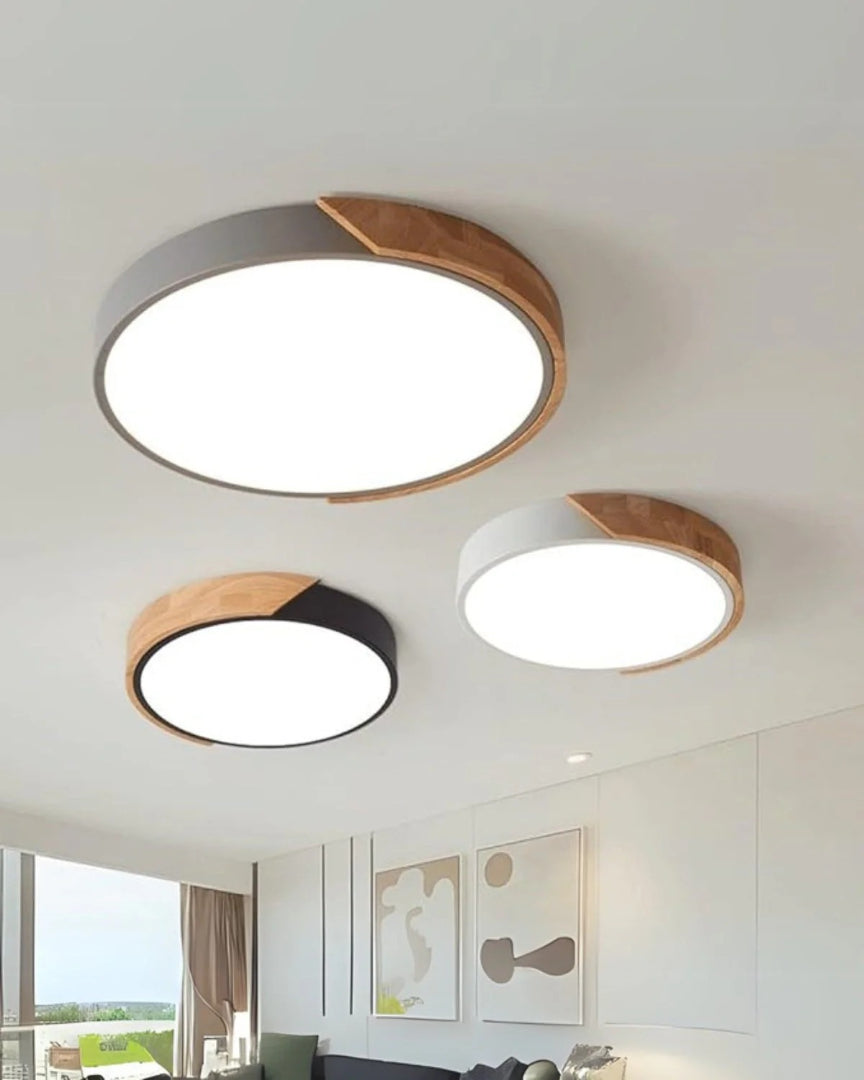 Contemporaine houten LED plafondlamp