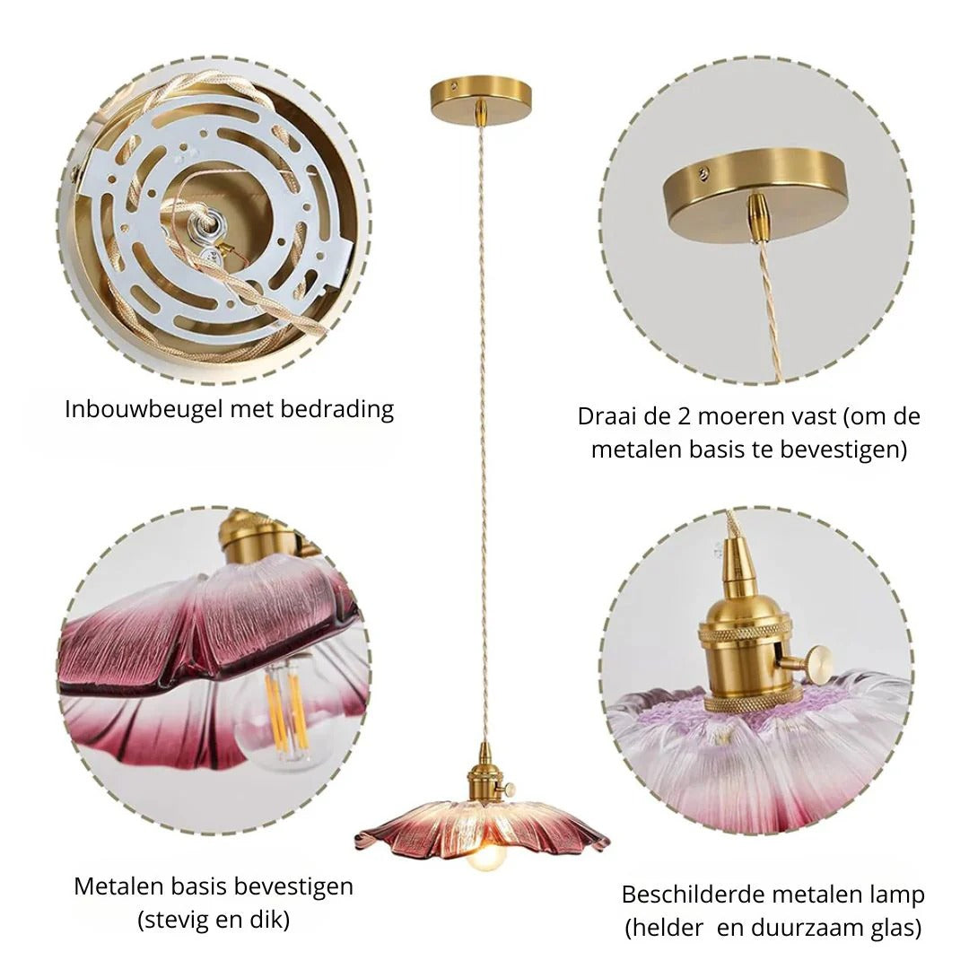 Glazen bloemen hanglamp