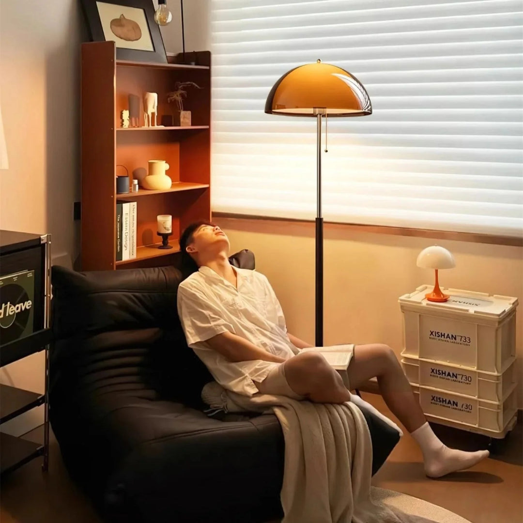 Retro metalen koepel vloerlamp