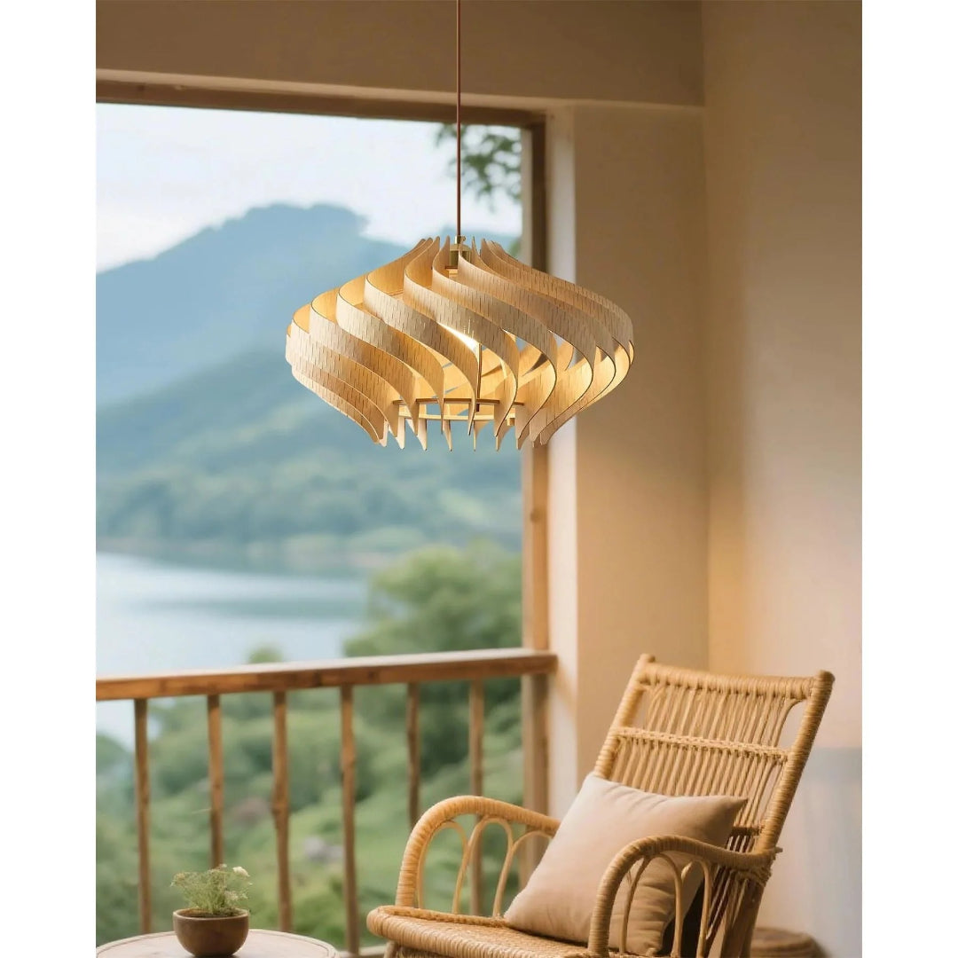 Japandi Houten Hanglamp