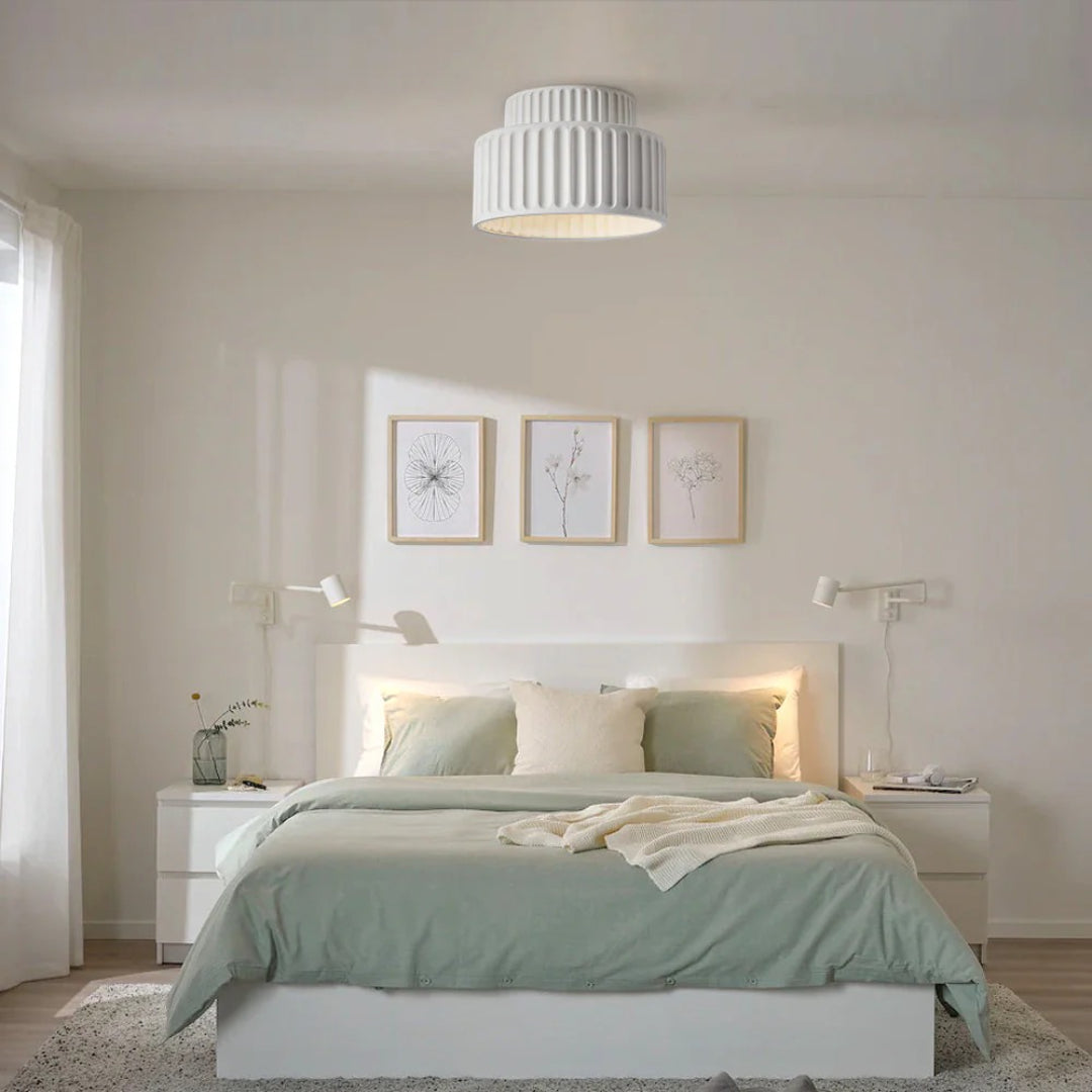 Minimalistische Geribbelde Keramische Plafondlamp