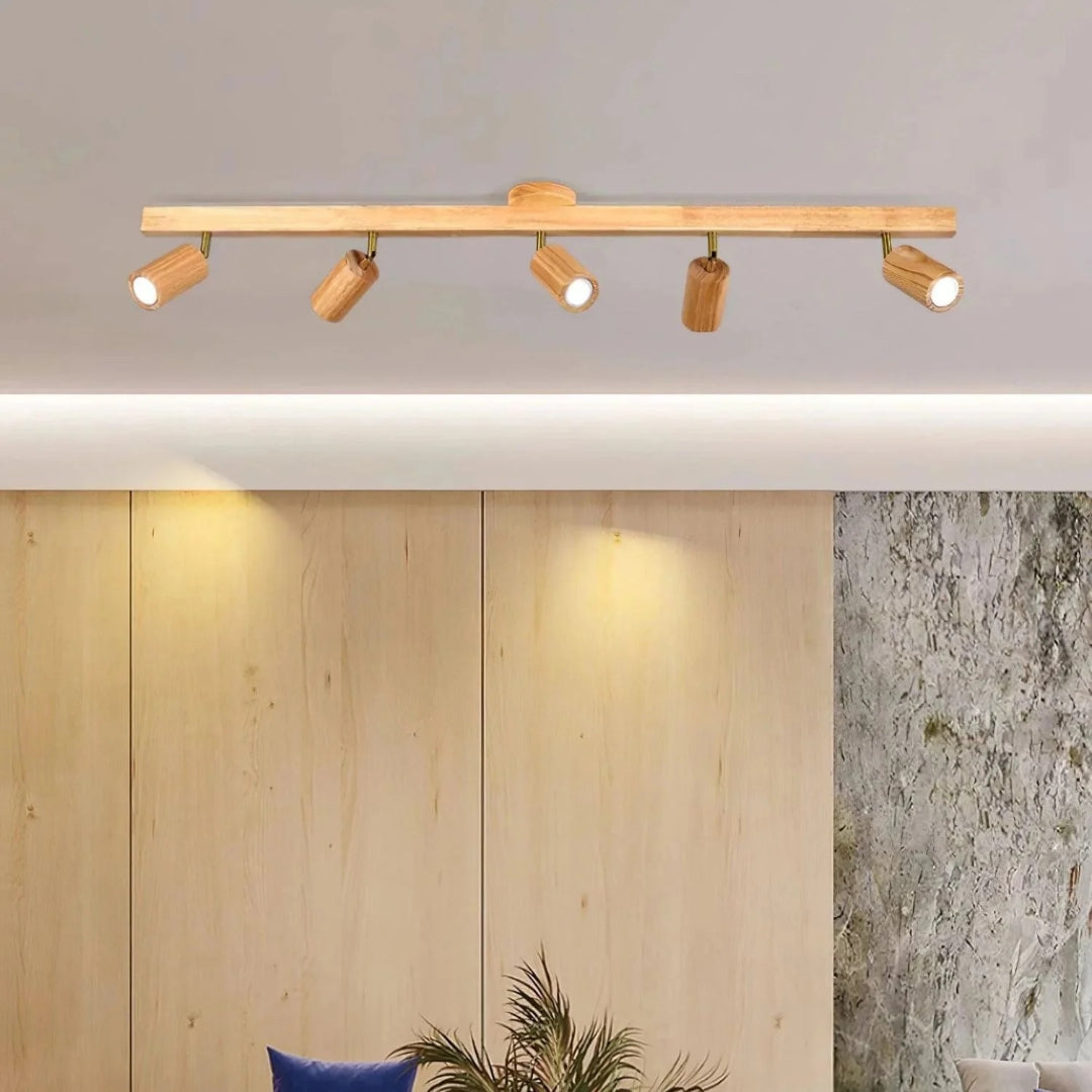 Houten verstelbare rail plafondlamp