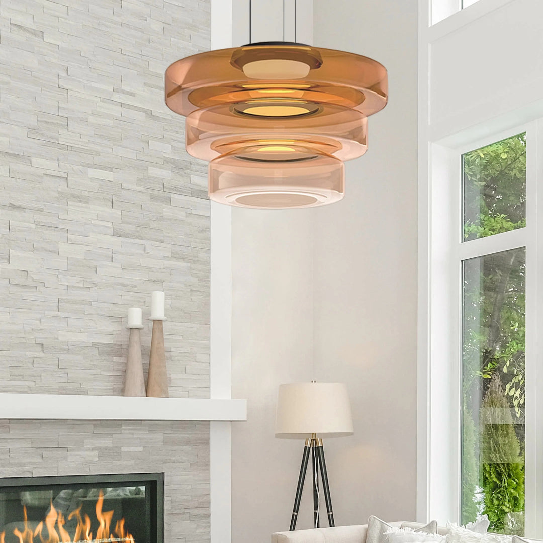 Gelaagde glazen LED hanglamp