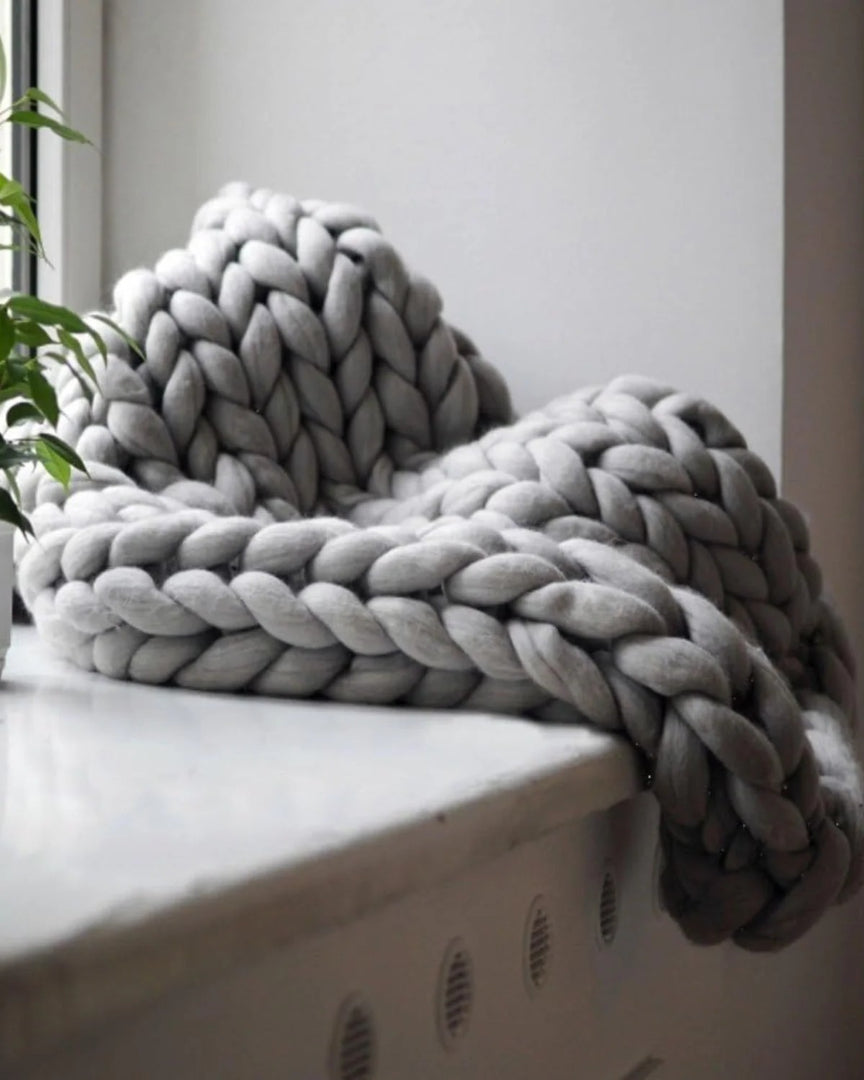 Chunky knit wollen deken