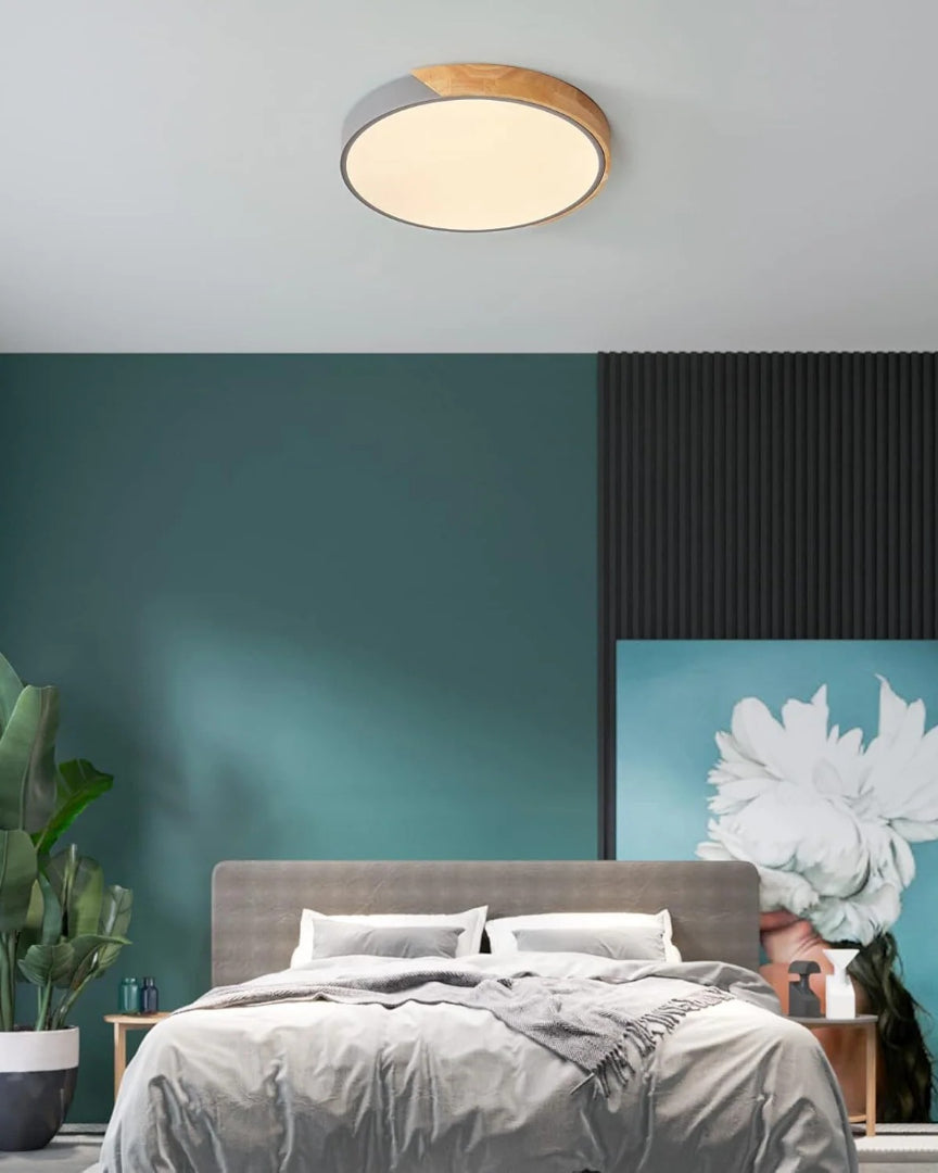 Contemporaine houten LED plafondlamp